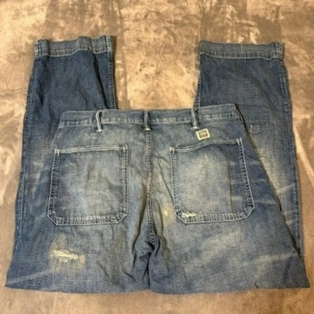 Ralph Lauren Polo Patchwork Sportsman Repaired Utility Denim Western Jeans 34x28